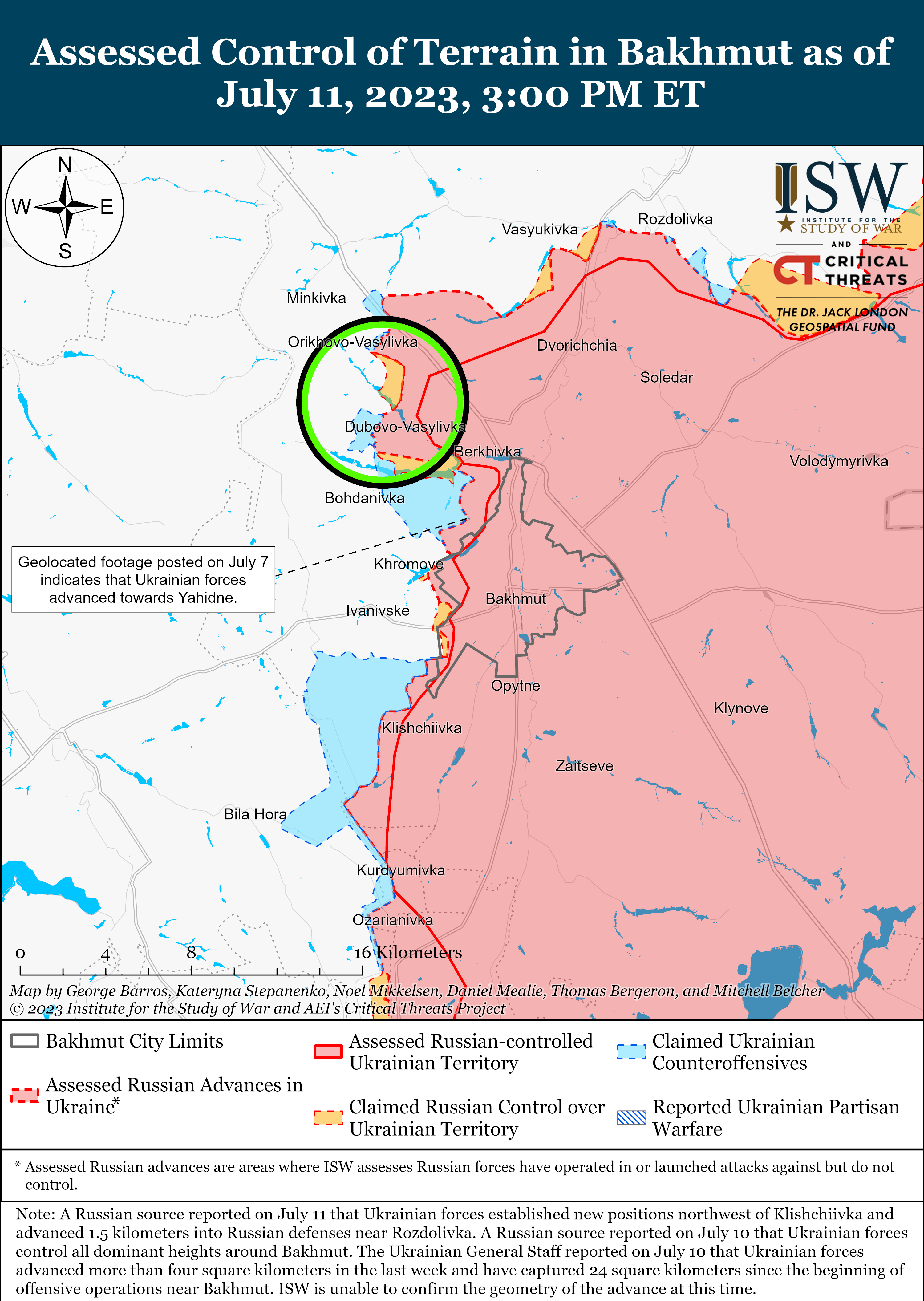 ЗСУ контролюють усі висоти навколо Бахмута і просуваються на півдні: карти боїв ISW